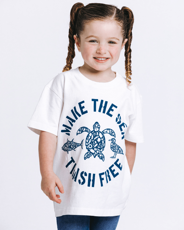 Alternative view of Make The Sea Trash Free Kids Tee - White