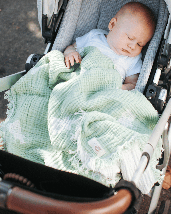 Alternative view of Teddy Gauze Receiving Blanket with Pouch