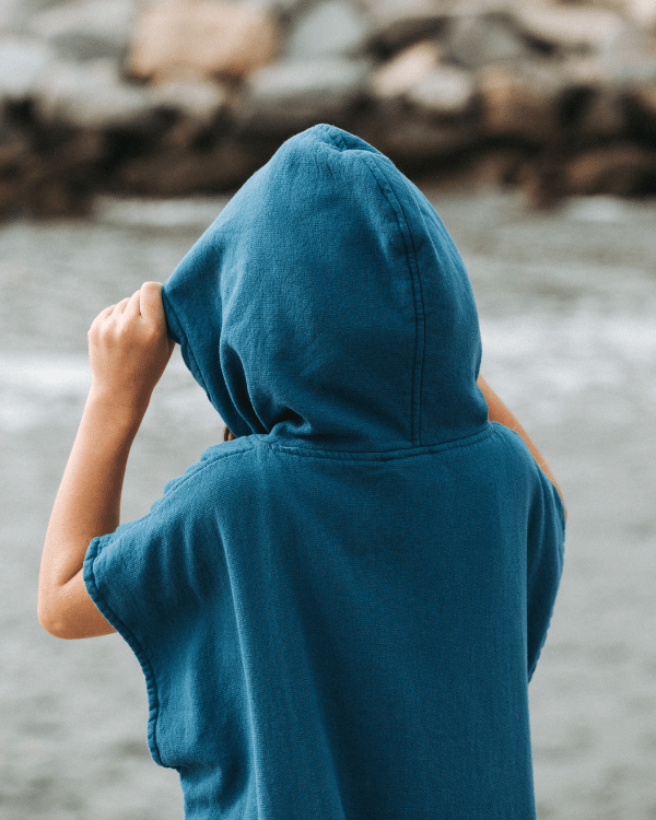Alternative view of Terra Hooded Poncho Youth - Teal Blue