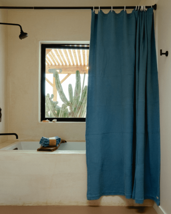 Micro Waffle Shower Curtain - Slate Blue - Image 5