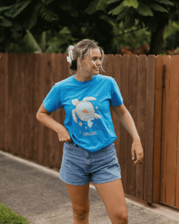 Alternative view of Sunrise Turtle SS Tee - Sapphire Blue