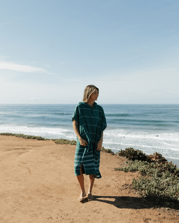 Classic Stripe Hooded Poncho - Rain Forest - Image 8