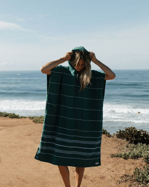 Classic Stripe Hooded Poncho - Rain Forest - Image 7