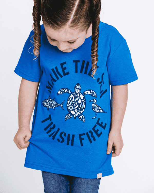 Alternative view of Make The Sea Trash Free Kids Tee - Sapphire Blue