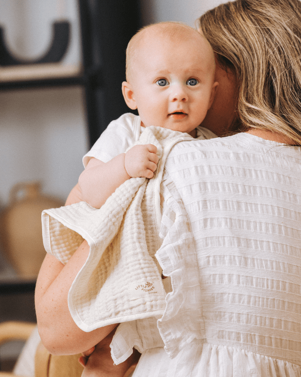Alternative view of Little Fishies Gauze Burping Cloth Bundle - 3 Pack - Natural / Beige / Warm Taupe