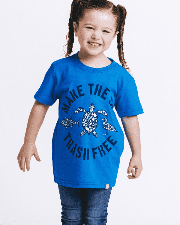 Make The Sea Trash Free Kids Tee - Sapphire Blue