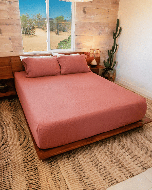 Alternative view of Sonoran Fitted Sheet - Terracotta