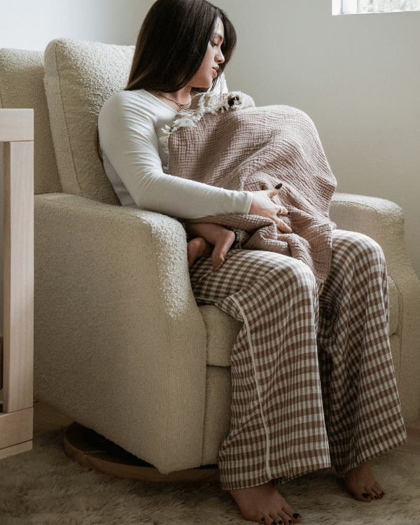Alternative view of Little Fishies Gauze Receiving Blanket - Warm Taupe