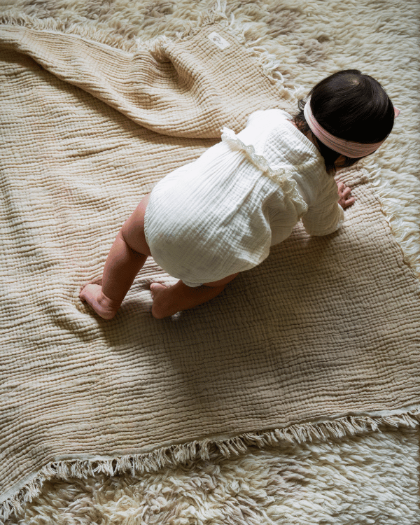 Alternative view of Little Fishies Gauze Receiving Blanket - Beige