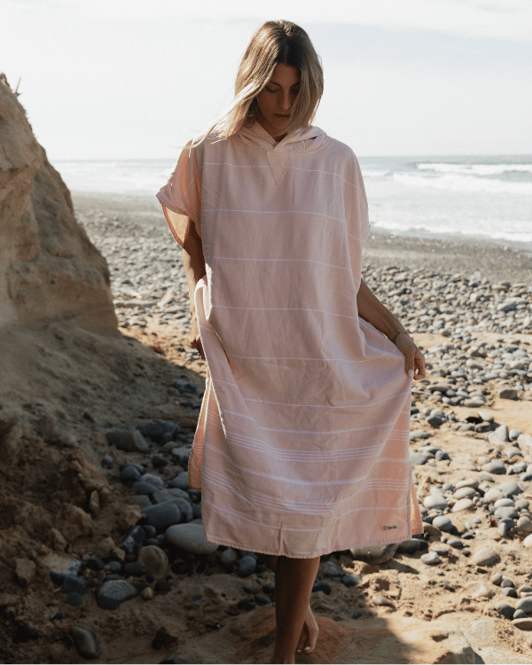 Classic Stripe Hooded Poncho - Calcite Pink - Image 7