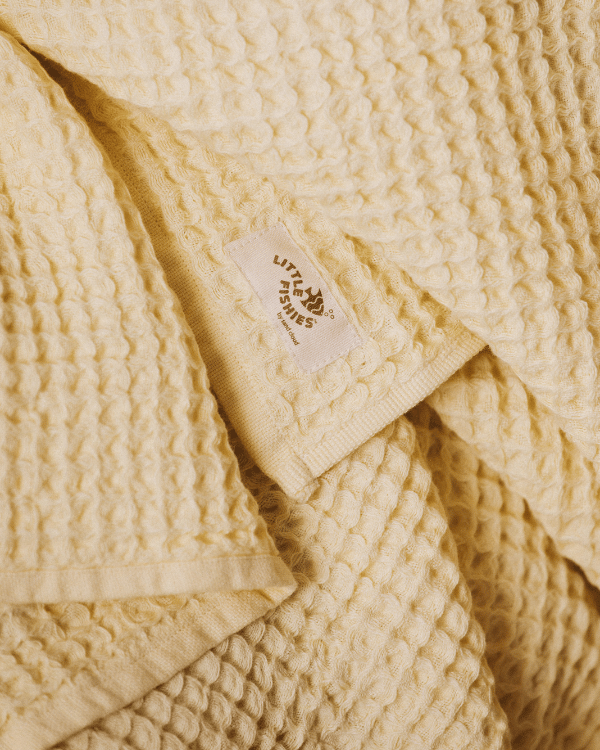 Little Fishies Waffle Blanket - Butter - Image 4
