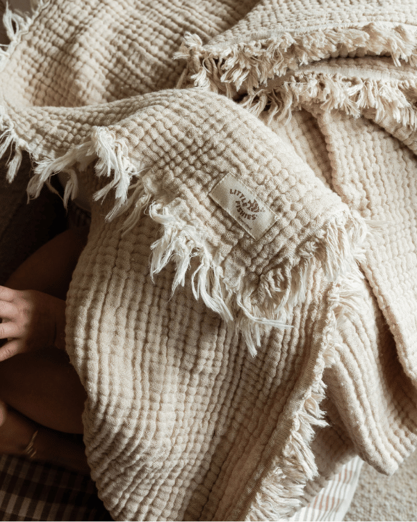 Little Fishies Gauze Receiving Blanket - Beige - Image 7
