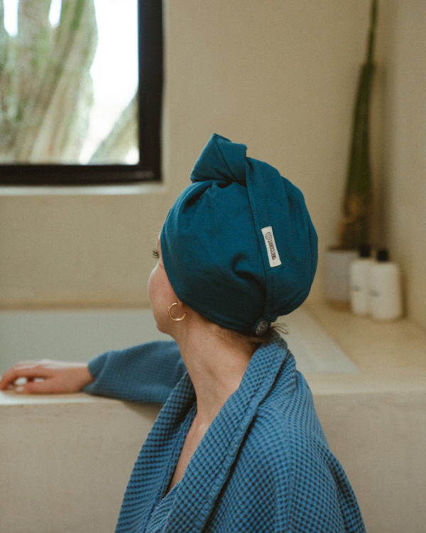 Alternative view of Terra Hair Towel - Teal Blue
