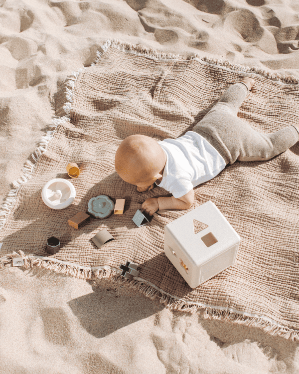 Alternative view of Little Fishies Gauze Receiving Blanket Set - 3 Pack - Natural / Beige / Warm Taupe