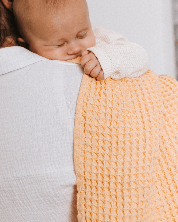 Little Fishies Waffle Blanket - Peach Fuzz - Image 6