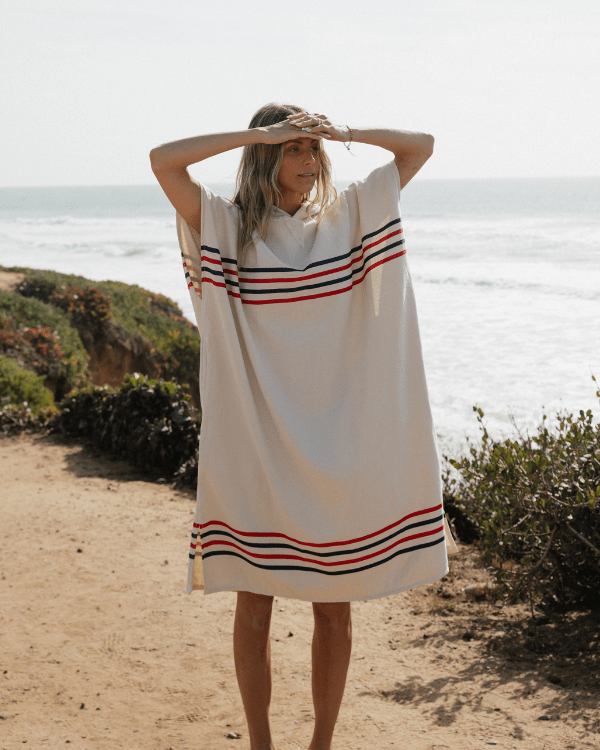 Alternative view of Border Classic Stripe Poncho - Red / Navy