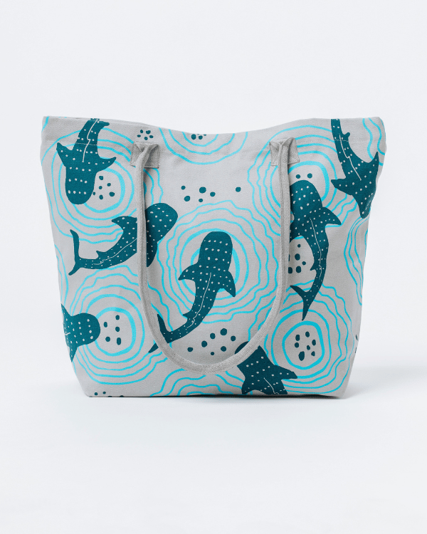 Alternative view of Shark Ripples Beach Tote