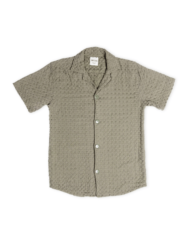 Alternative view of Orb Button Down Waffle Shirt - Olive - Mens