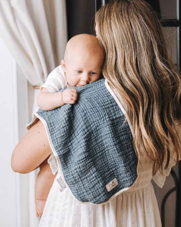 Alternative view of Little Fishies Gauze Burping Cloth Bundle - 3 Pack - Sage / Grey / Navy