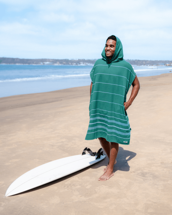 Classic Stripe Hooded Poncho - Rain Forest - Image 9