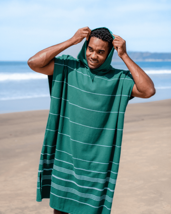 Classic Stripe Hooded Poncho - Rain Forest - Image 10