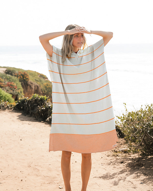Alternative view of Colorblock Stripe Hooded Poncho - Mint