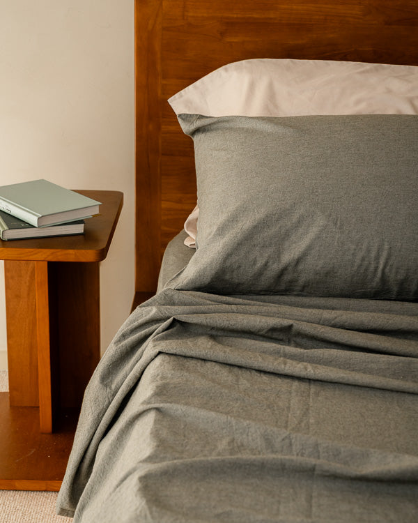 Alternative view of Classic Micro Twill Solid Melange Pillowcase Set Moss