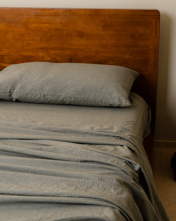 Classic Micro Twill Solid Melange Flat Top Sheet Moss - Image 7
