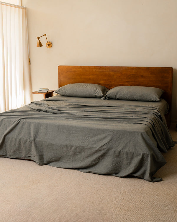 Alternative view of Classic Micro Twill Solid Melange Flat Top Sheet Moss