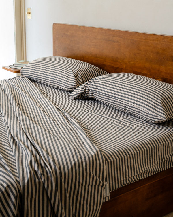 Alternative view of Classic Micro Twill Stripe Melange Sheet Set Steel Grey