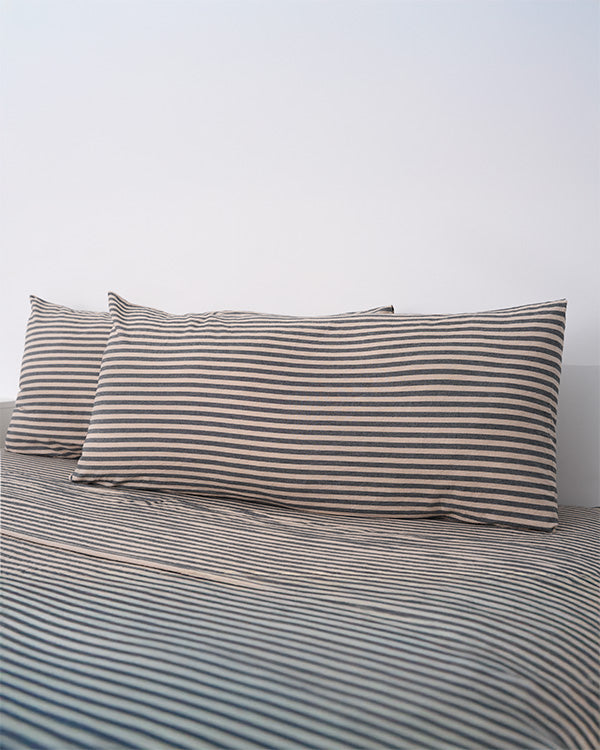 Alternative view of Classic Micro Twill Stripe Melange Pillowcase Set Steel Grey
