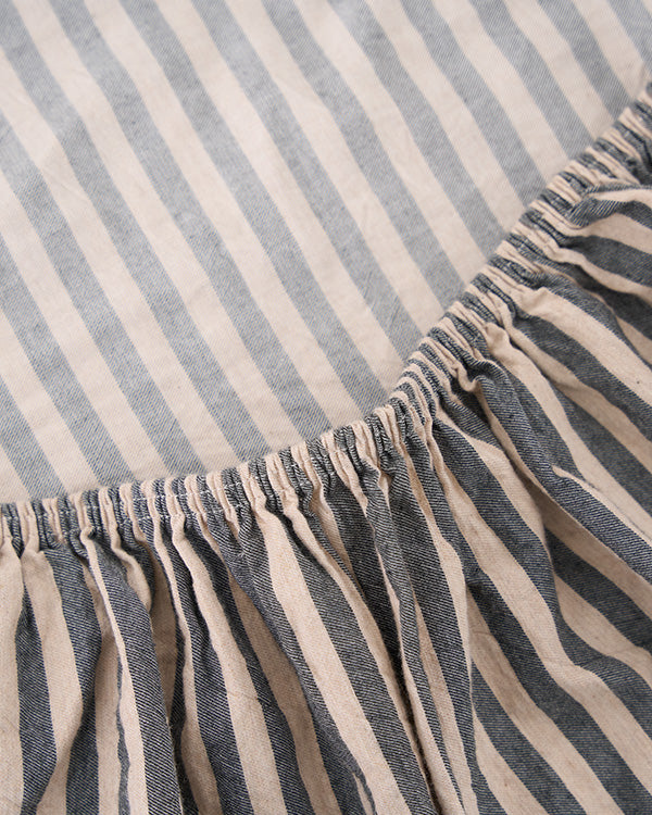 Classic Micro Twill Stripe Melange Fitted Sheet Steel Grey - Image 7