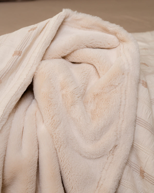 Alternative view of Cozy Texture Plush Blanket - Beige