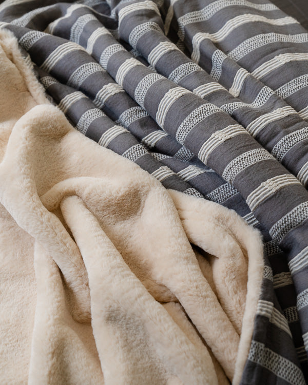 Cozy Texture Plush Blanket - Steel Grey