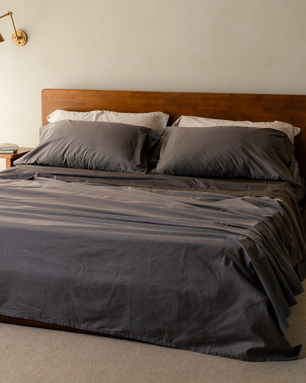 Alternative view of Luxe Sateen Flat Top Sheet Steel Grey
