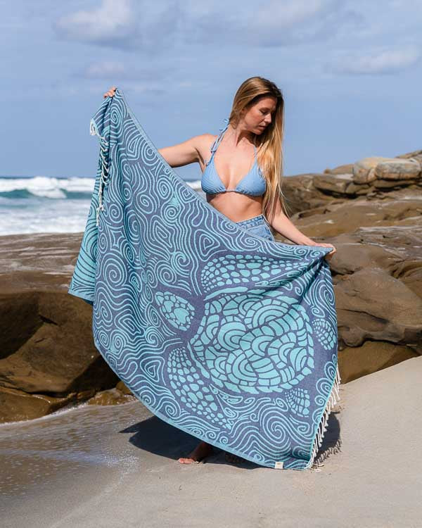 Alternative view of Mint Swirl Turtle Towel