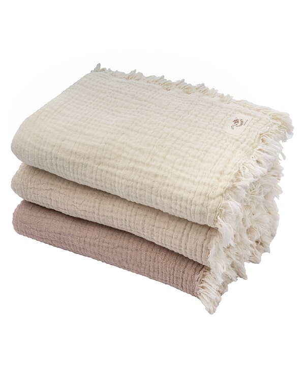 Little Fishies Gauze Receiving Blanket Set - 3 Pack - Natural / Beige / Warm Taupe - Image 13