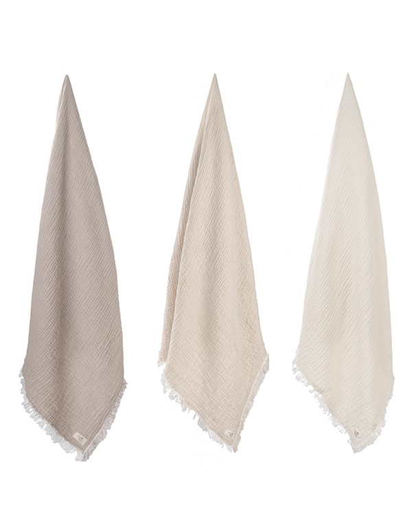 Little Fishies Gauze Receiving Blanket Set - 3 Pack - Natural / Beige / Warm Taupe - Image 19