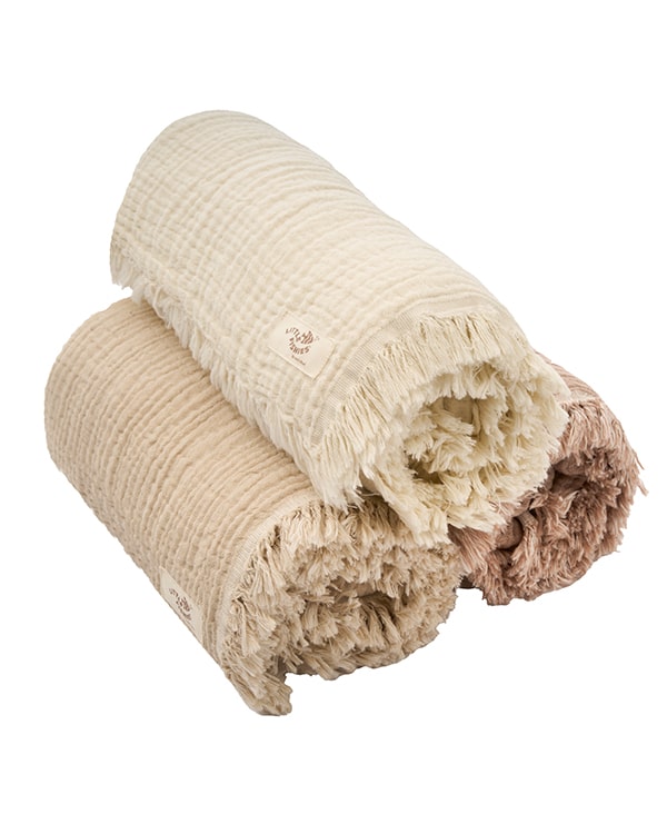 Little Fishies Gauze Receiving Blanket Set - 3 Pack - Natural / Beige / Warm Taupe - Image 14