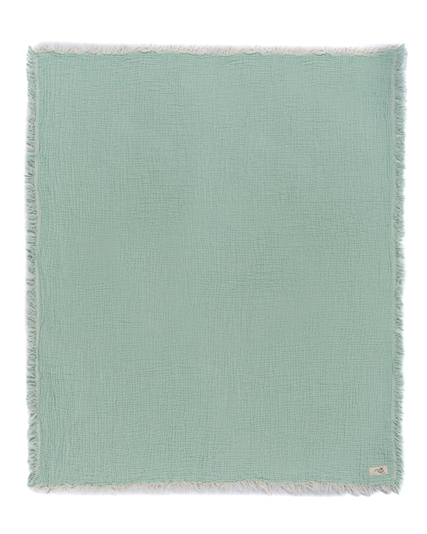Little Fishies Gauze Receiving Blanket Set - 3 Pack - Seafoam / Peach Fuzz / Natural - Image 3