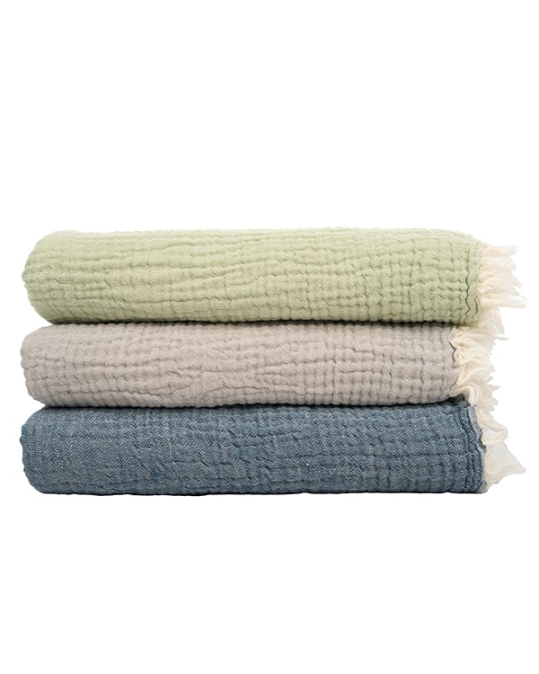 Little Fishies Gauze Receiving Blanket Set - 3 Pack - Sage / Grey / Navy - Image 7