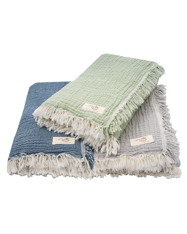 Little Fishies Gauze Receiving Blanket Set - 3 Pack - Sage / Grey / Navy - Image 12