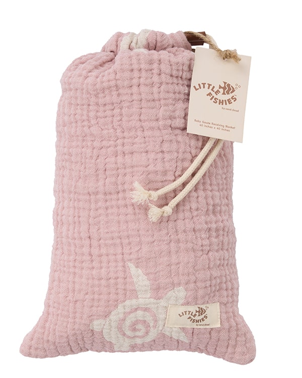 Baby Turtle Gauze Receiving Blanket Single with Pouch - Image 6