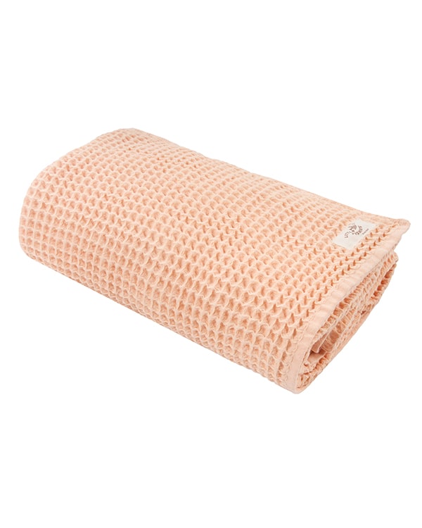 Little Fishies Waffle Blanket - Peach Fuzz - Image 9