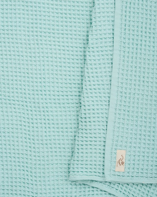 Little Fishies Waffle Blanket - Seafoam - Image 3