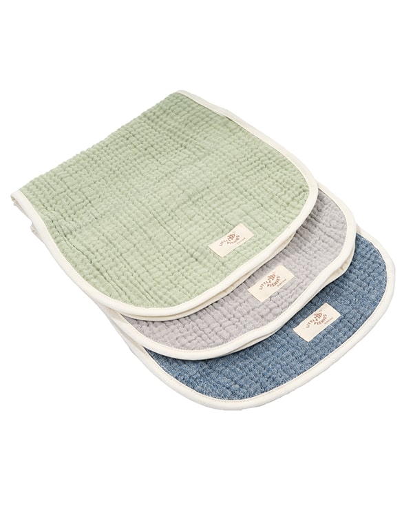 Little Fishies Gauze Burping Cloth Bundle - 3 Pack - Sage / Grey / Navy - Image 8