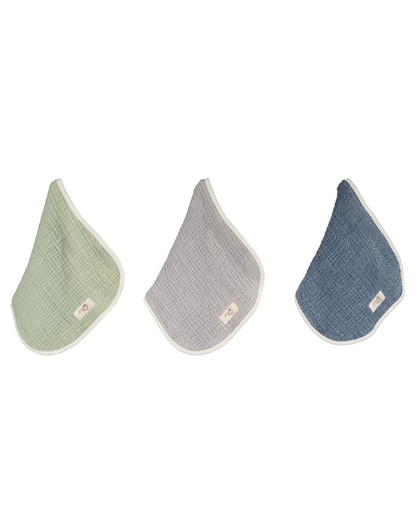 Little Fishies Gauze Burping Cloth Bundle - 3 Pack - Sage / Grey / Navy - Image 16