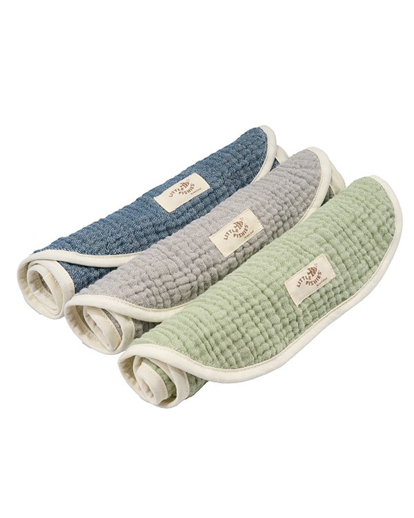 Little Fishies Gauze Burping Cloth Bundle - 3 Pack - Sage / Grey / Navy - Image 17