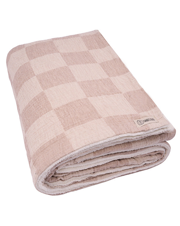 Cloud Checker Plush Blanket - Beige - Image 4