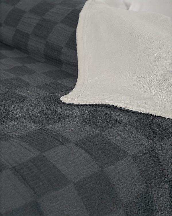 Cloud Checker Plush Blanket - Black - Image 6